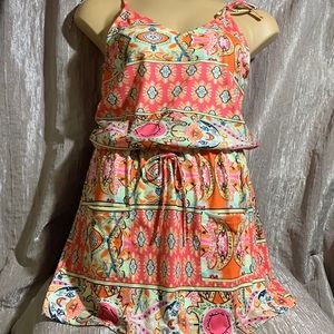 Summer Sundress Pink Orange Cream Size S